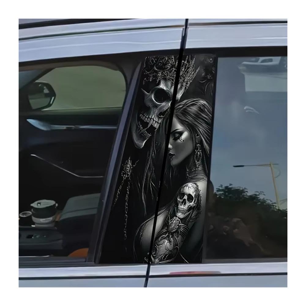 Bertdcx One Color Queen And Skull Car Sticker Waterproof And Scratch Resistant Auto Parts