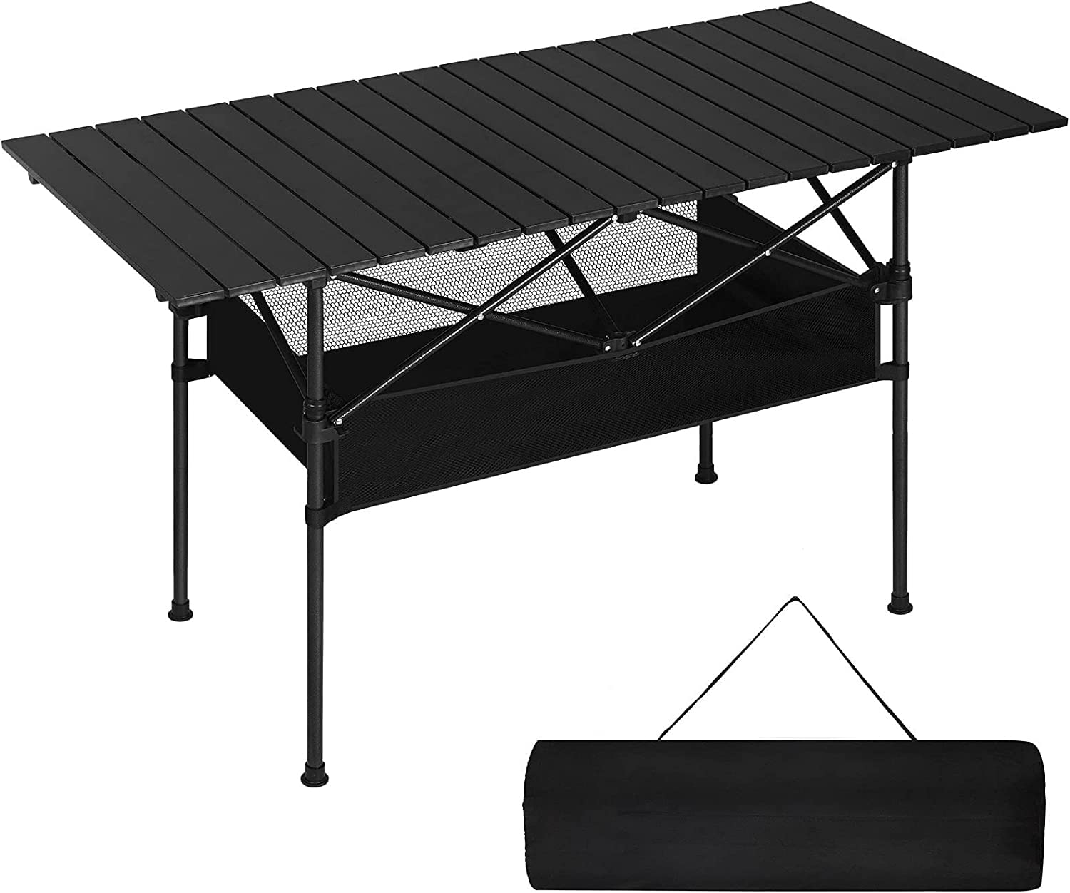 GGEROU Folding Camping Table with Carrying Bag,Portable Aluminum Folding Picnic Table Roll Up Table,Folding Beach Table for Camping,Picnic,Fishing BBQ，Serve for 4-6 Person (21 * 37 in)