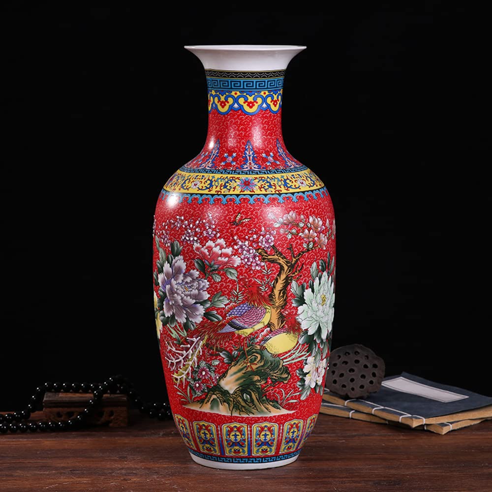 Amazon.co.jp: シノワズリー 景徳鎮 エナメル 花瓶 ハンドメイド