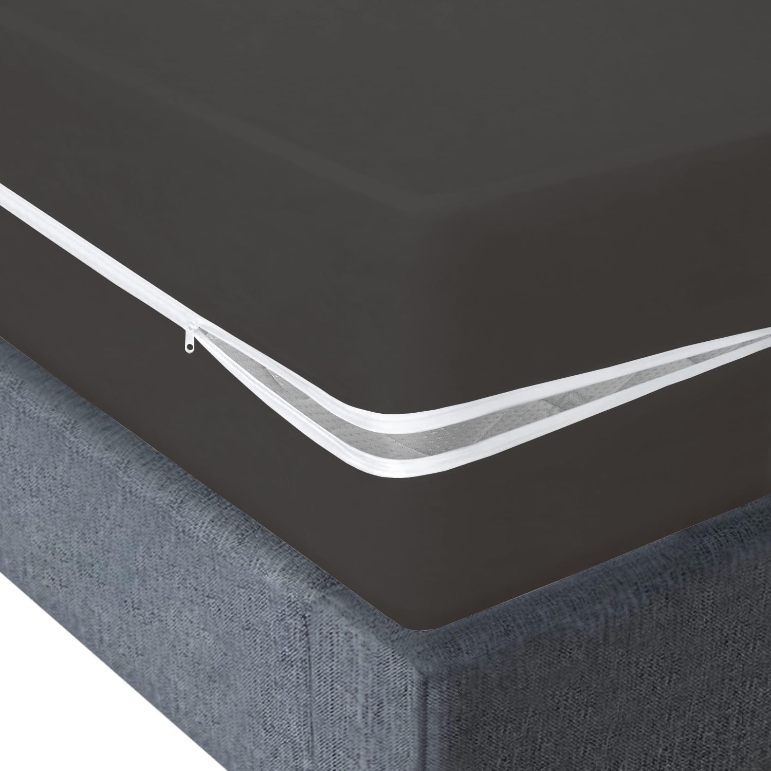 Ultra Soft Waterproof Mattress Protector Single Size Fitting 6" Deep Mattress | Breathable Hypoallergenic Full Mattresses Cover (60x75x6 Inches|5x6.25x0.5 Feets V04 - Black)-picture-40