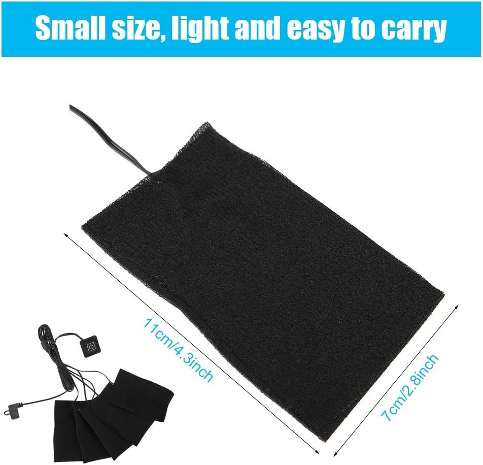 USB Heating Pad for Coat,USB Electric Cloth Heater Pad,Five HeatingElement Pads Carbon Heated Clothes Pad Foldable 35℃-50℃ Adjustable Temperature Warmer Tool