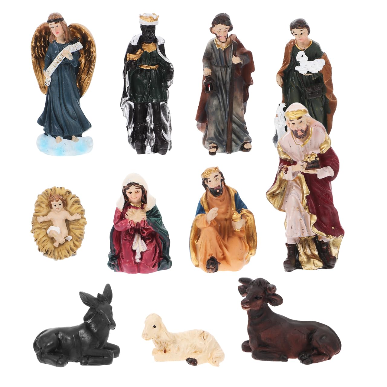 Krippen Figur Set Heiligen Familie Krippen Figur Christus Geburt von Jesus Statue Set Szene für Hause Dekoration Weihnachten Religiöse 11Pcs