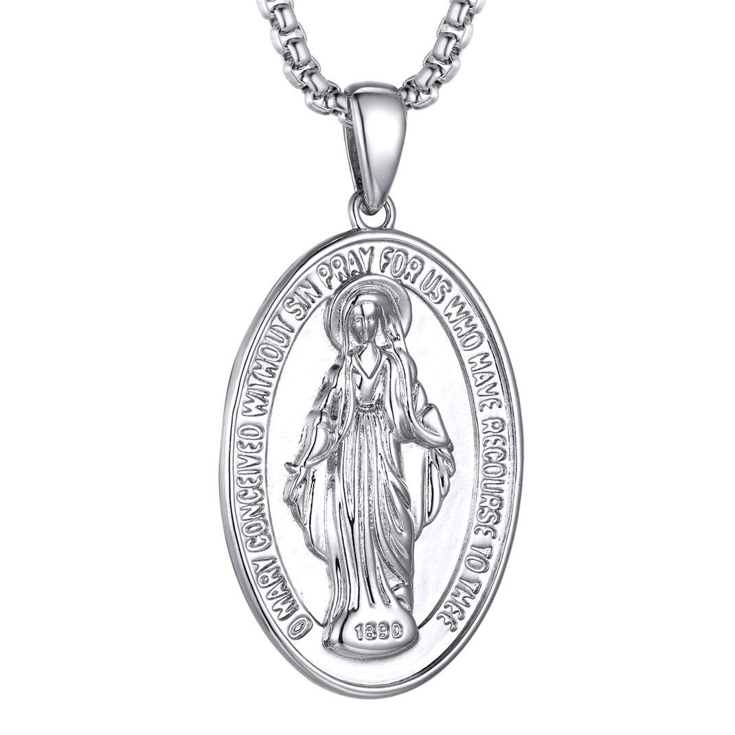 Cross INRI Crucifix Pendant Necklace, Virgin Mary Miraculous Medal Necklaces, Jesus Christain Jewelry