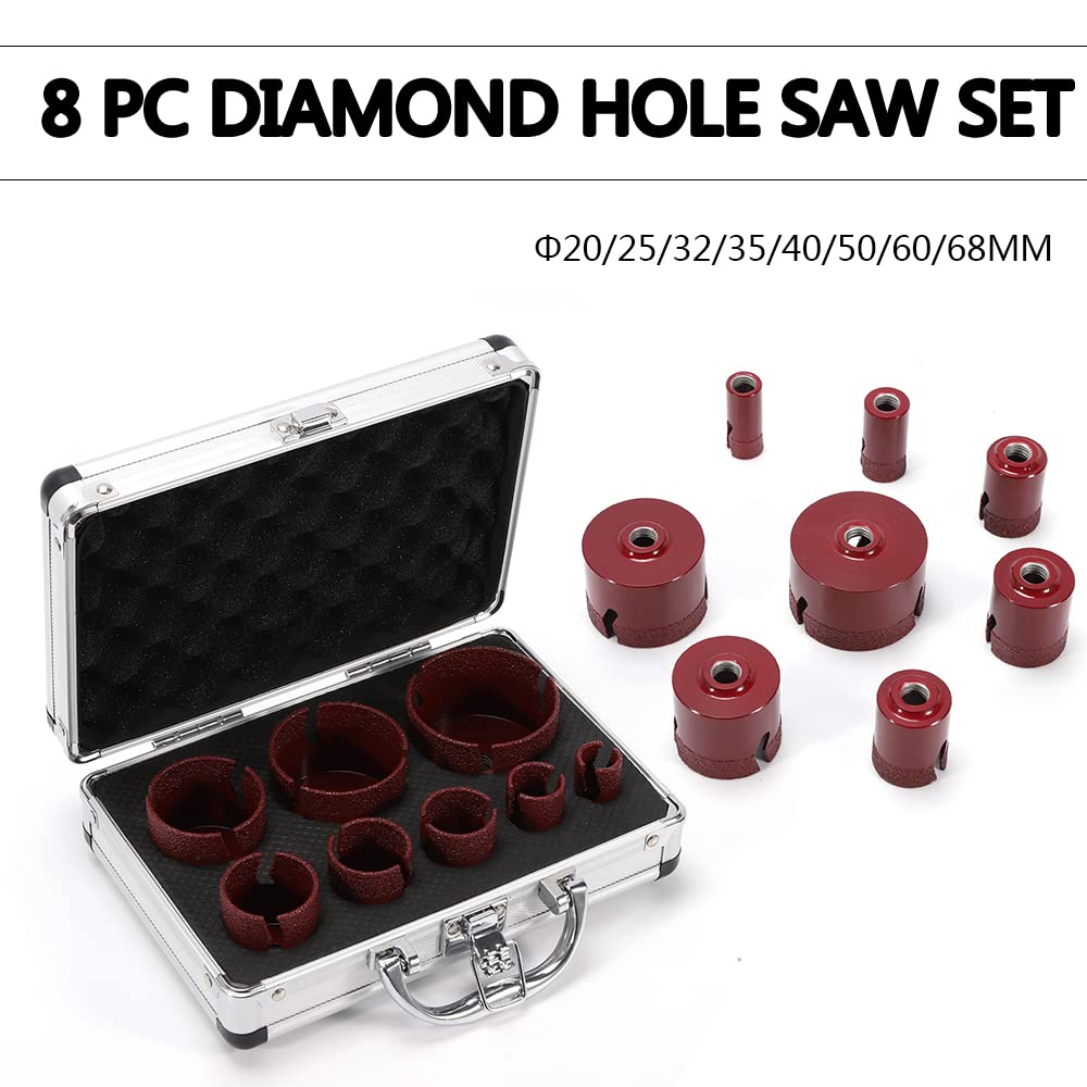 Set di 8 seghe a tazza diamantate per trapano portatile M14 20/25/32/35/40/50/60/68 mm, per gres porcellanato in granito
