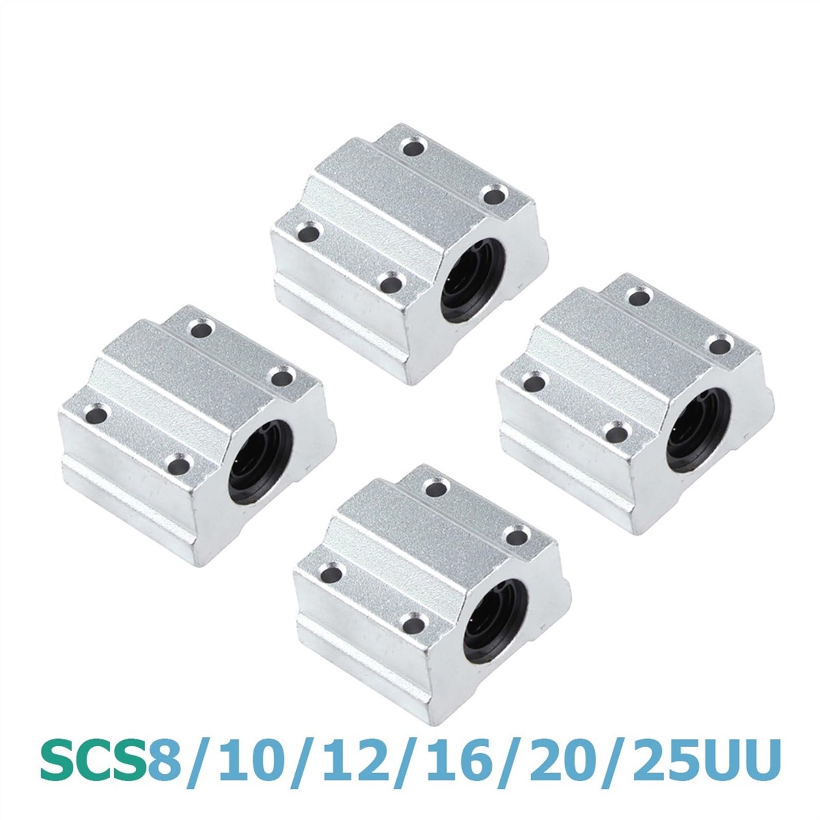 Roulement à Billes à Mouvement linéaire, Bloc Coulissant, Bague SC8UU SCS8UU SC10UU SCS12UU 16UU 20UU 25UU, Arbre linéaire, pièces d'imprimante 3D, 4 pièces(SCS25UU)
