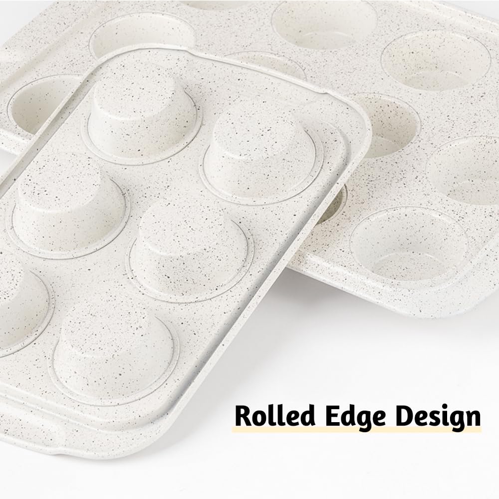 Silikon-Muffinform, antihaftbeschichtet, für 12 Cupcakes, mit metallverstärktem Rahmen, leicht zu lösen, Backformen, perfekt für den Ofen, 2 Stück