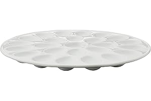 HIC Kitchen 9-Inch Fine White Porcelain Deviled Egg Dish