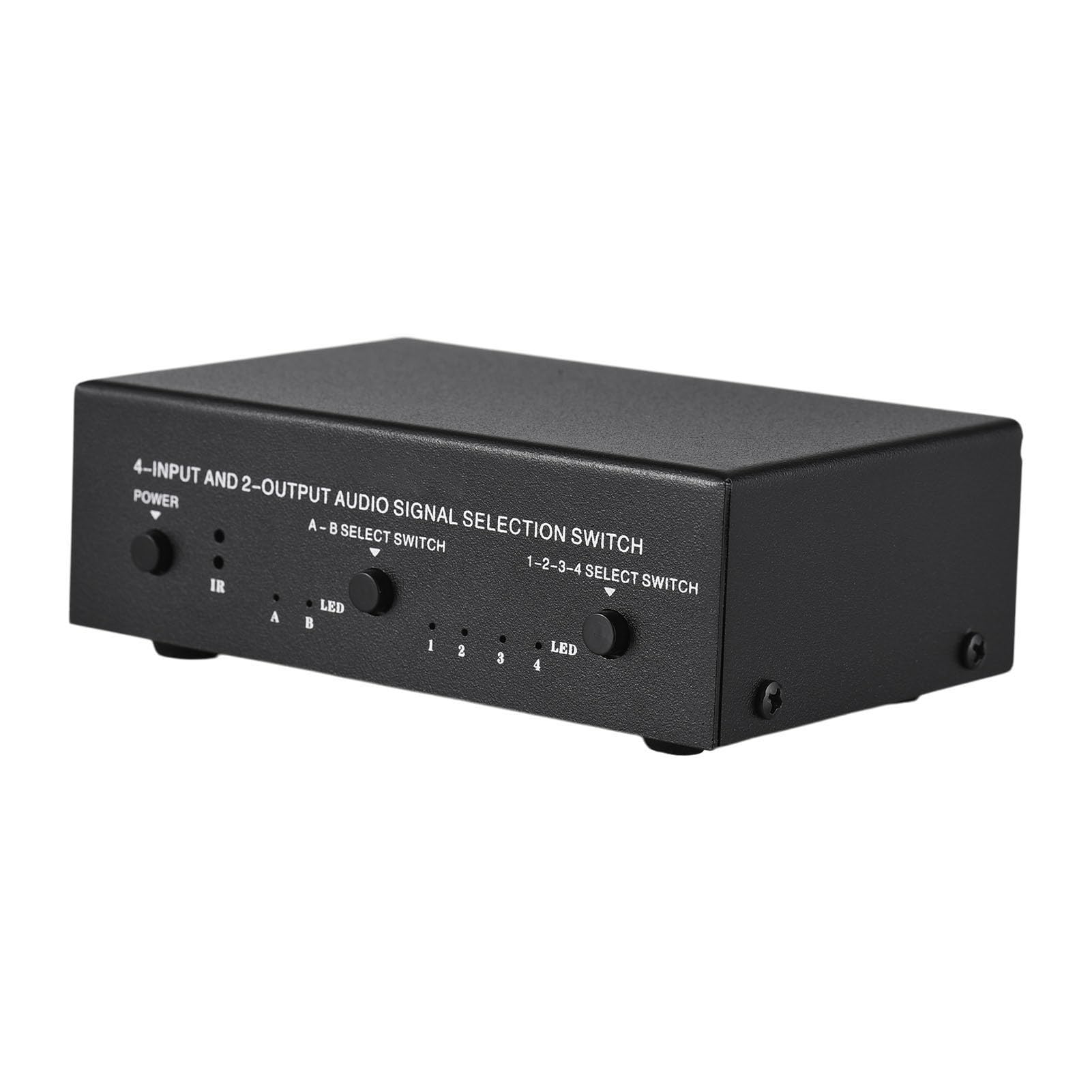 Selettore di Segnale di Frequenza 4 in 2 Uscite con Telecomando per TV Lettore CD MP3 Videogiochi, Versatile e Facile Usare, Ideale per L'intrattenimento Domestico