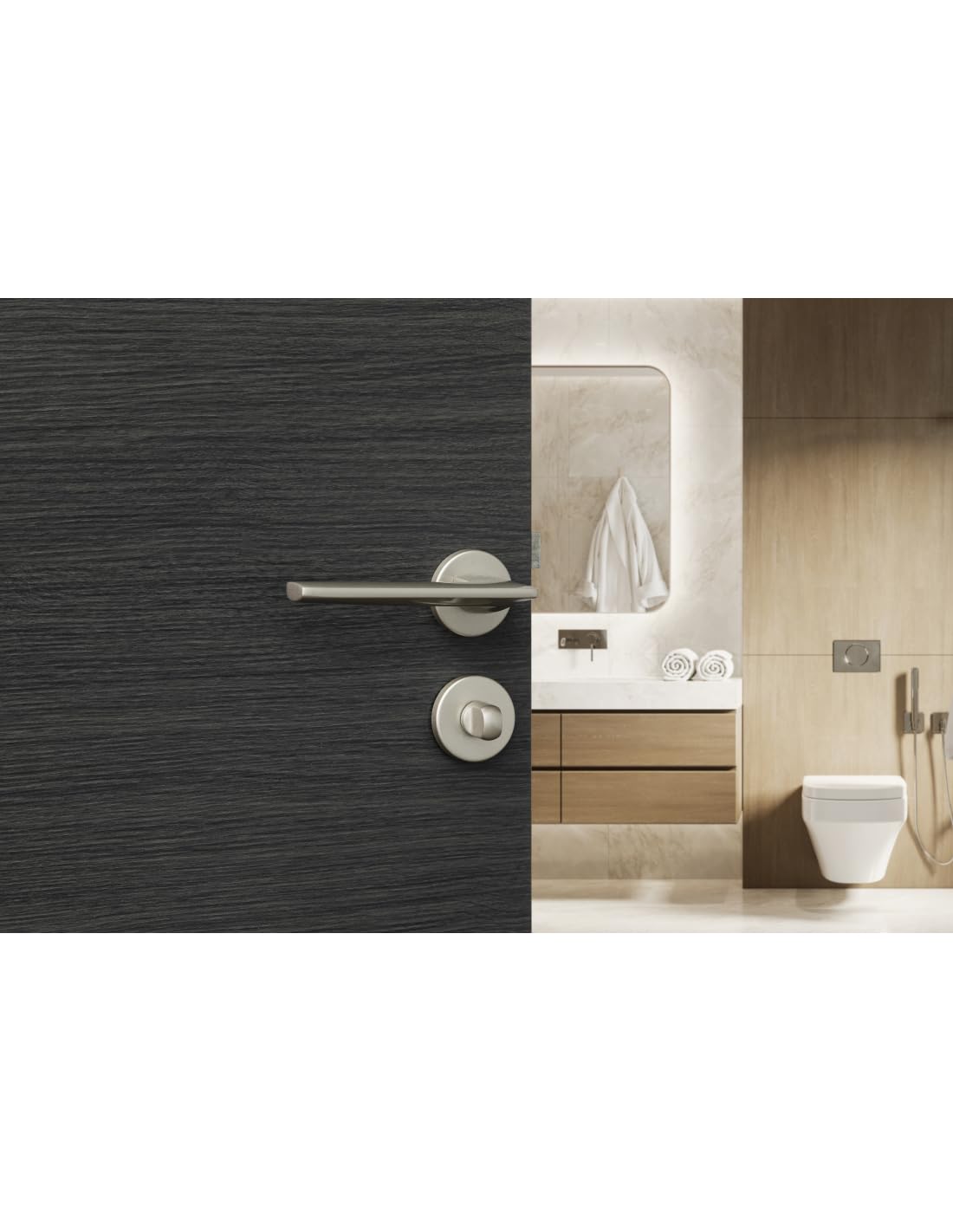 Manilla THIRARD Boston de níquel satinado para puertas interiores - Palancas de aleación - Tornillos de fijación ocultos - Eje de acero de 7 mm - Muelle de retorno