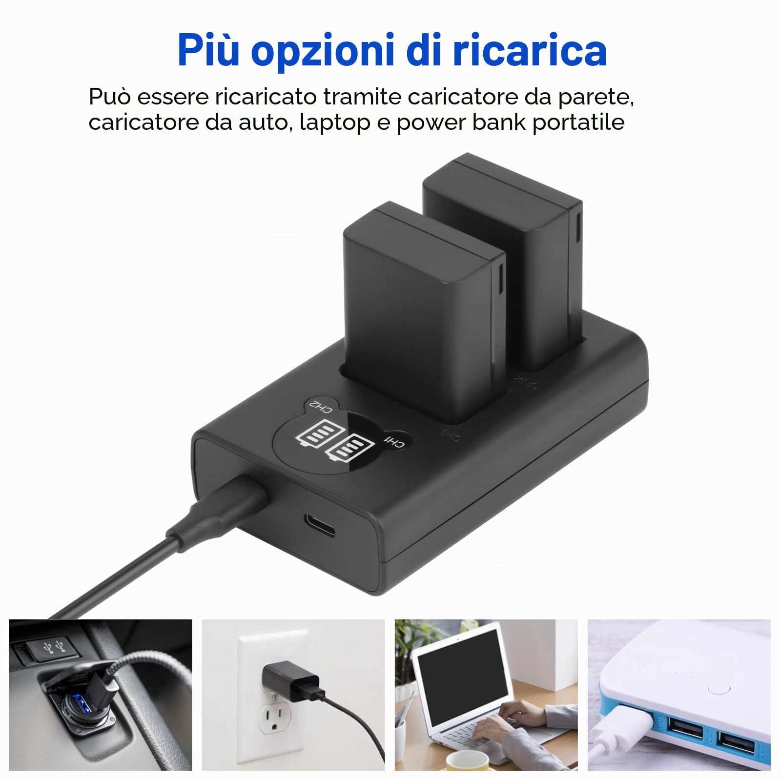 Joiry 2X EN-EL25 batteria di ricambio compatibile con Nikon Z50, Z 50, Z FC, Smart LCD Display Dual USB Caricabatterie per Nikon ENEL25/EN-EL25a/4241 Batteria
