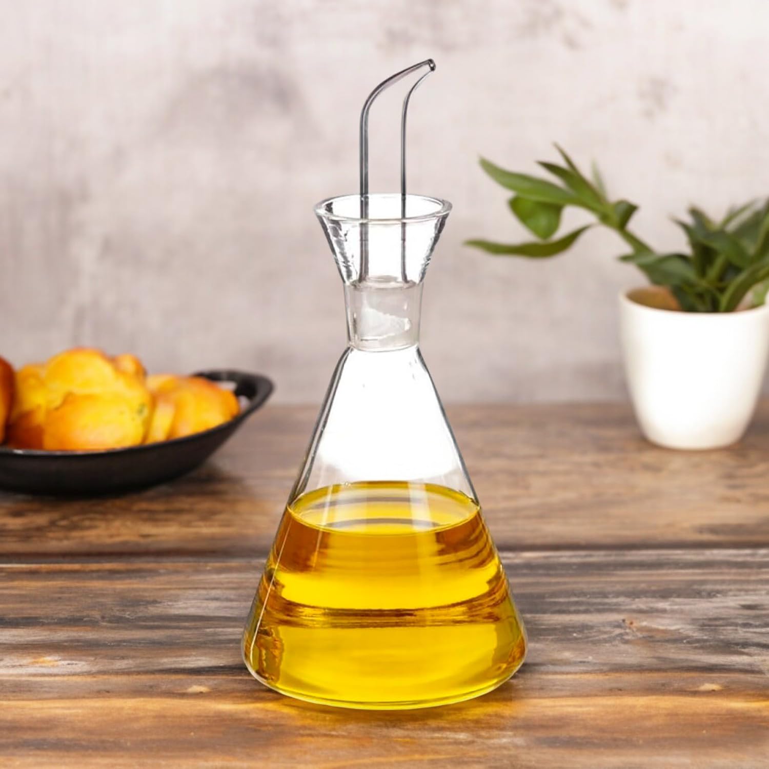 TWO TIGERS Pack 6 Aceiteras Antigoteo de Cristal 500ml, 750ml o 1L. Aceitera/Vinagrera de Cristal Resistente y Ligero. Dispensador de Aceite. Bar, Restaurantes, Cafeterías (1L (6 Uds))