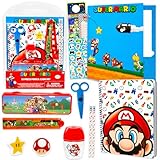 Super Mario School Supplies Set - Bundle with Mario and Luigi Folder, Notebook, Erasers, Stickers, and More | Bowser and Princess Peach School Supplies