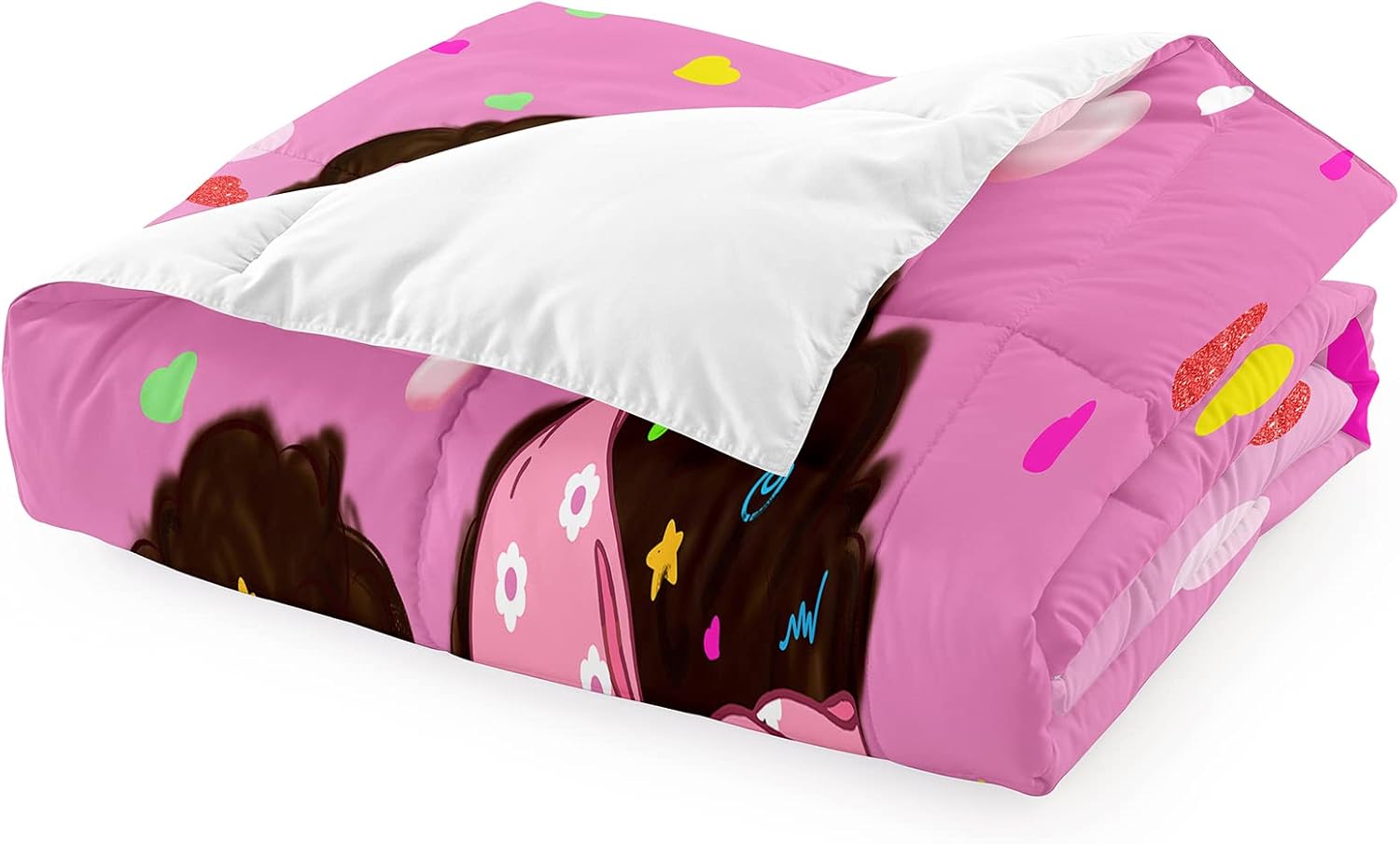 Black Girls Comforter Twin - Black Girl Comforter Set for Kids Bedroom Pink Princess Room Decor Kids Bedding Sets for Girls, 1 Comforter +1 Pillowcase - Image 4