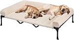 Veehoo Cooling Elevated Dog Bed + Removable Fluffy Plush Pillow Cushion, Raised Dog Bed with Washable Bolster Mat, Breathable Teslin Mesh, No-Slip Feet, 49" x 33" Dog Couch Bed, Haze Blue, CWC2331E