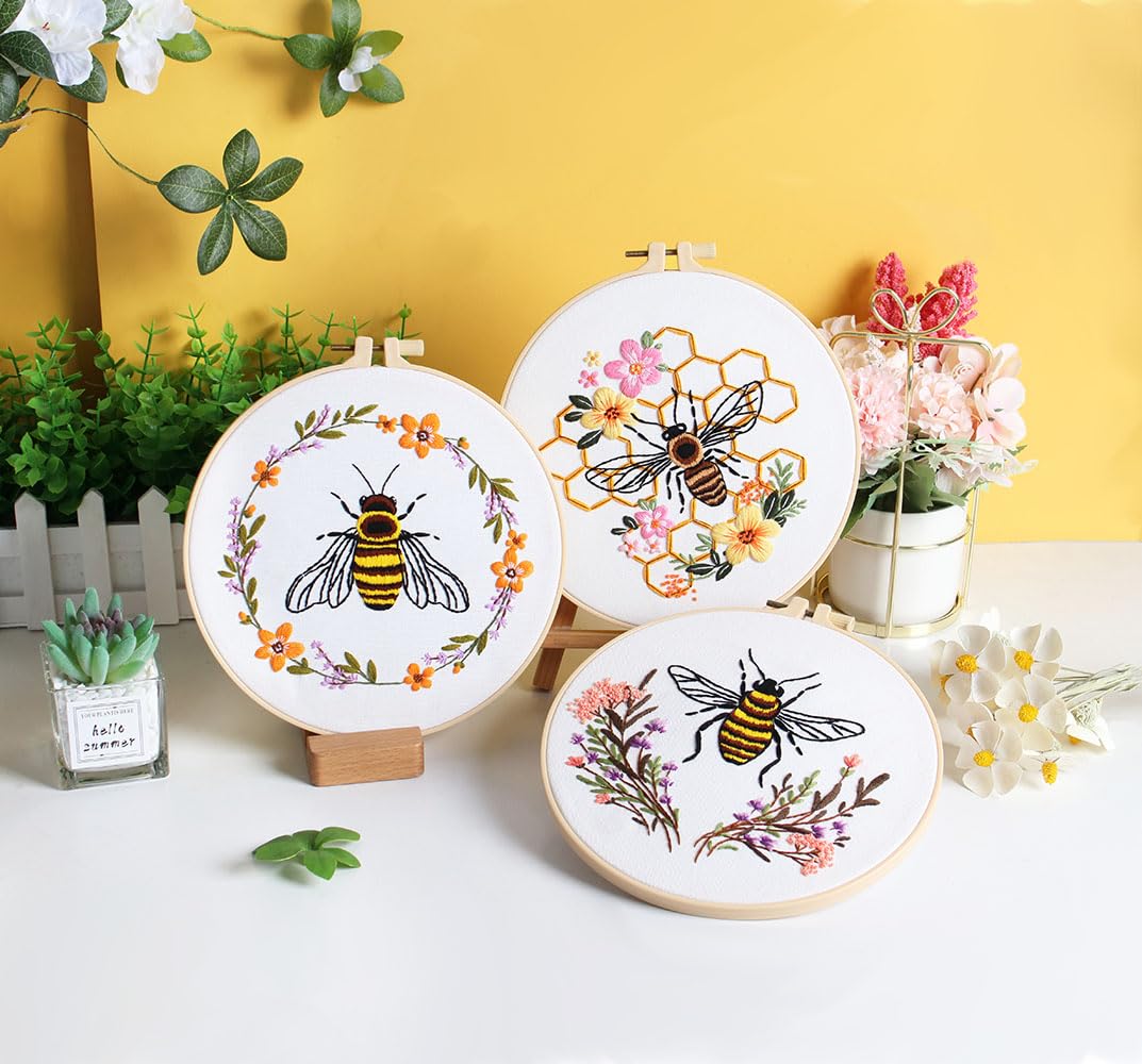 Beginner Embroidery Kit - Bees & Honey Design -4 Beginner Embroidery Kit - Bees & Honey Design -4