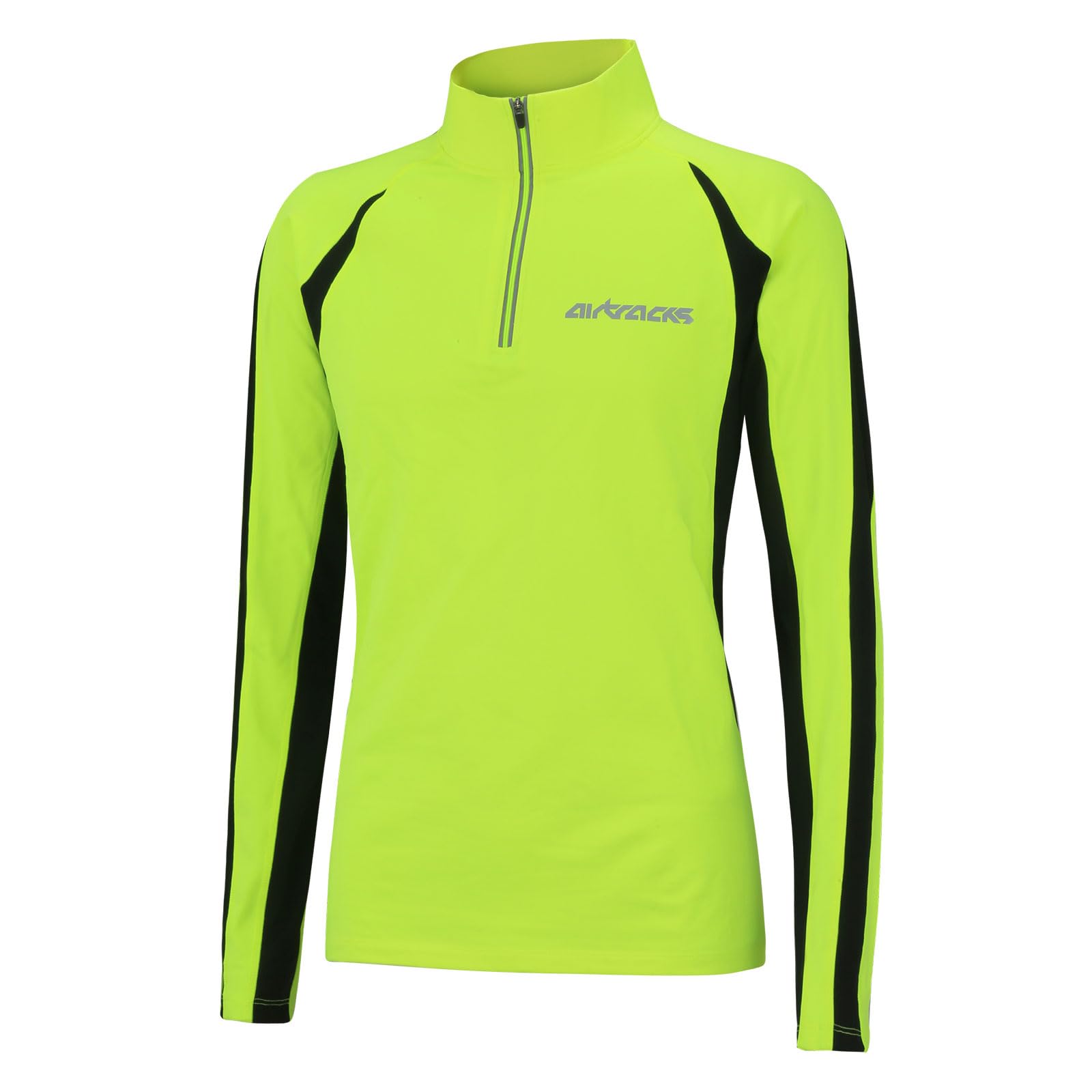 Airtracks Herren Winter Funktions Laufshirt Langarm Pro - Thermo Running Sweatshirt - Fleece T-Shirt - Warm - Winddicht - Atmungsaktiv - Reflektoren