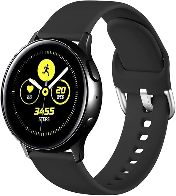 Wepro Strap Compatible With Samsung Galaxy Watch Active/Active 2, 20mm Soft Silicone Replacement Strap for Galaxy Watch Active 2 44mm/Galaxy Watch Active 40mm/Galaxy Watch 3 41mm (S 5.5"-7.6", Black)