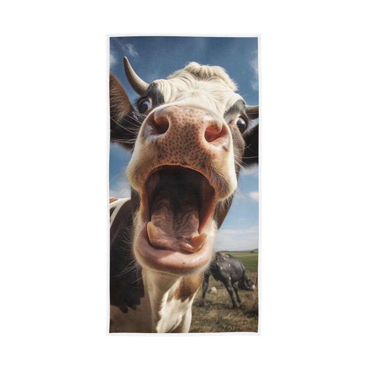 HUYGD Cow Portrait Funny Hand Towels, Face Towels for Bathroom 15 x 30 Inches, Absorbent Towels