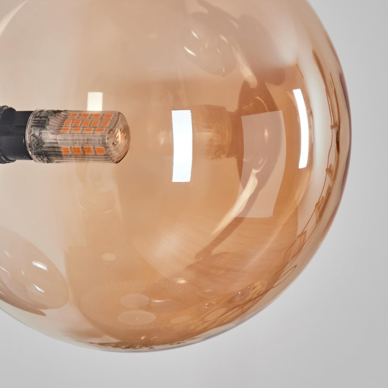 HOFSTEIN Wandleuchte Chehalis, Wandlampe aus Metall/Glas in Schwarz/Rauch/Bernstein, Leuchte im Retro/Vintage-Design (Ø Schirme 12; 15 cm), G9, Wohnzimmer, Schlafzimmer, Küche, Flur, Treppenhaus