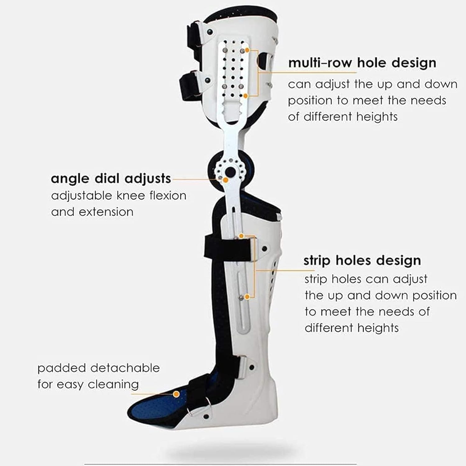 Knee Brace, Adjustable Full Leg Stabilizer Knee Orthosis Splint, Knee Brace Knee Ankle Foot Orthosis KAFO Brace Fixed For Women And Men, Right, Blue