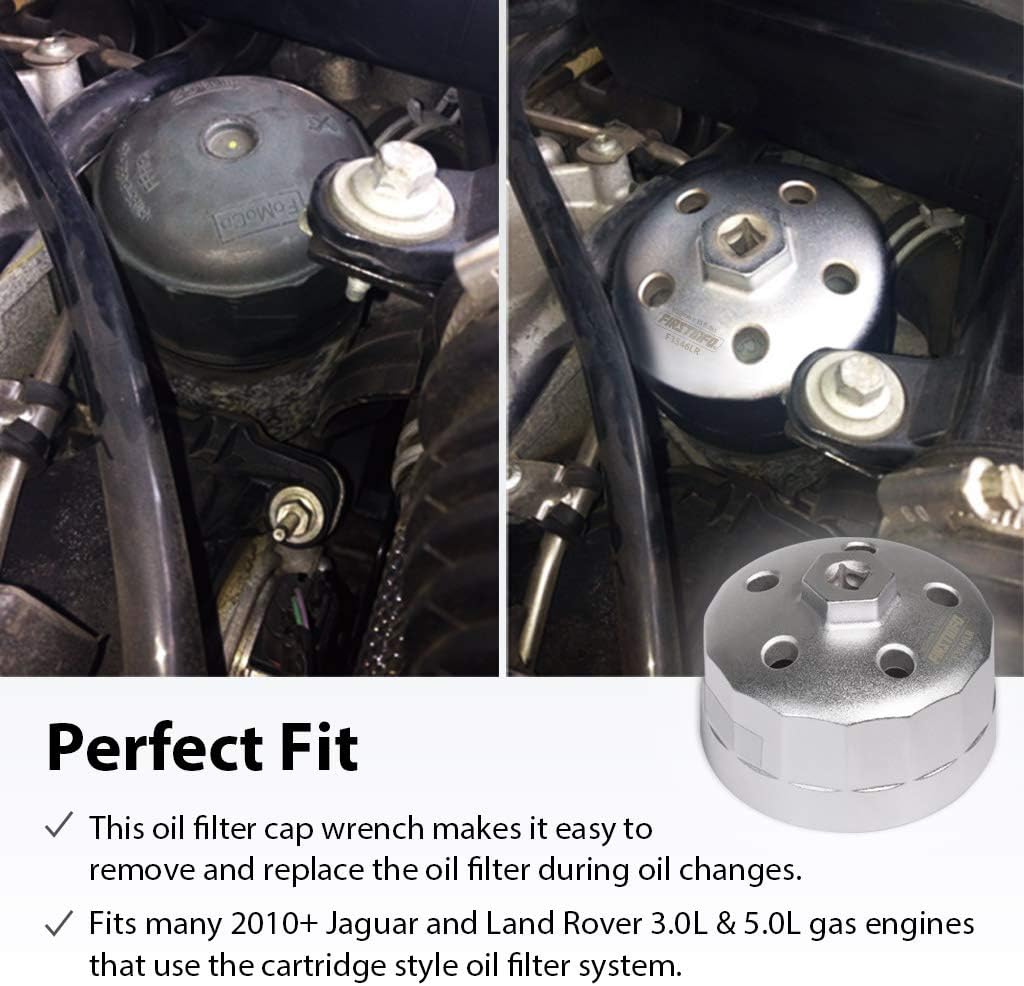 FIRSTINFO F3546LR Heavy Duty 90.2mm 15 Flutes Oil Filter Wrench, Compatible with Land Rover and Jaguar, Fits 3.0L and 5.0L Gas Engines, Oil Filter Cap Removal and Installation Socket Tool