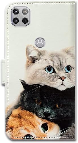 Miniatura 7 de Bcov Funda para Motorola One 5G Ace, lindo gato marrón cuero Flip teléfono caso caso cartera cubierta con ranura para tarjeta soporte para Moto