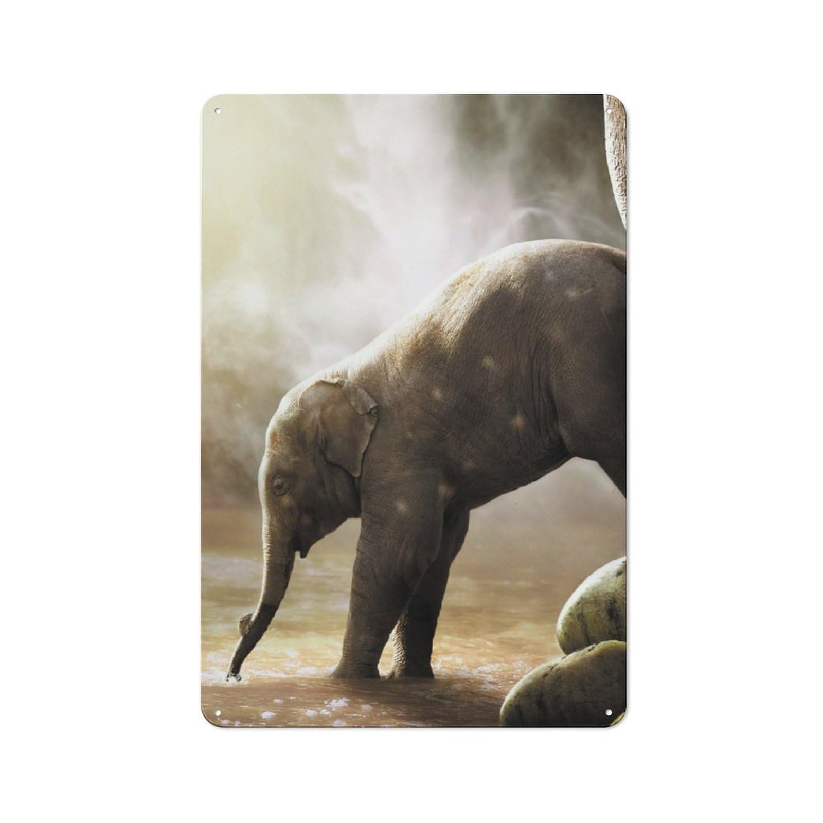 Junmoney Baby Elephant And Mouse Industrial-Style Metal Sign 30X20cm For Home Bar Wall, Housewarming Wall Decor For People Furnishing Home Bar