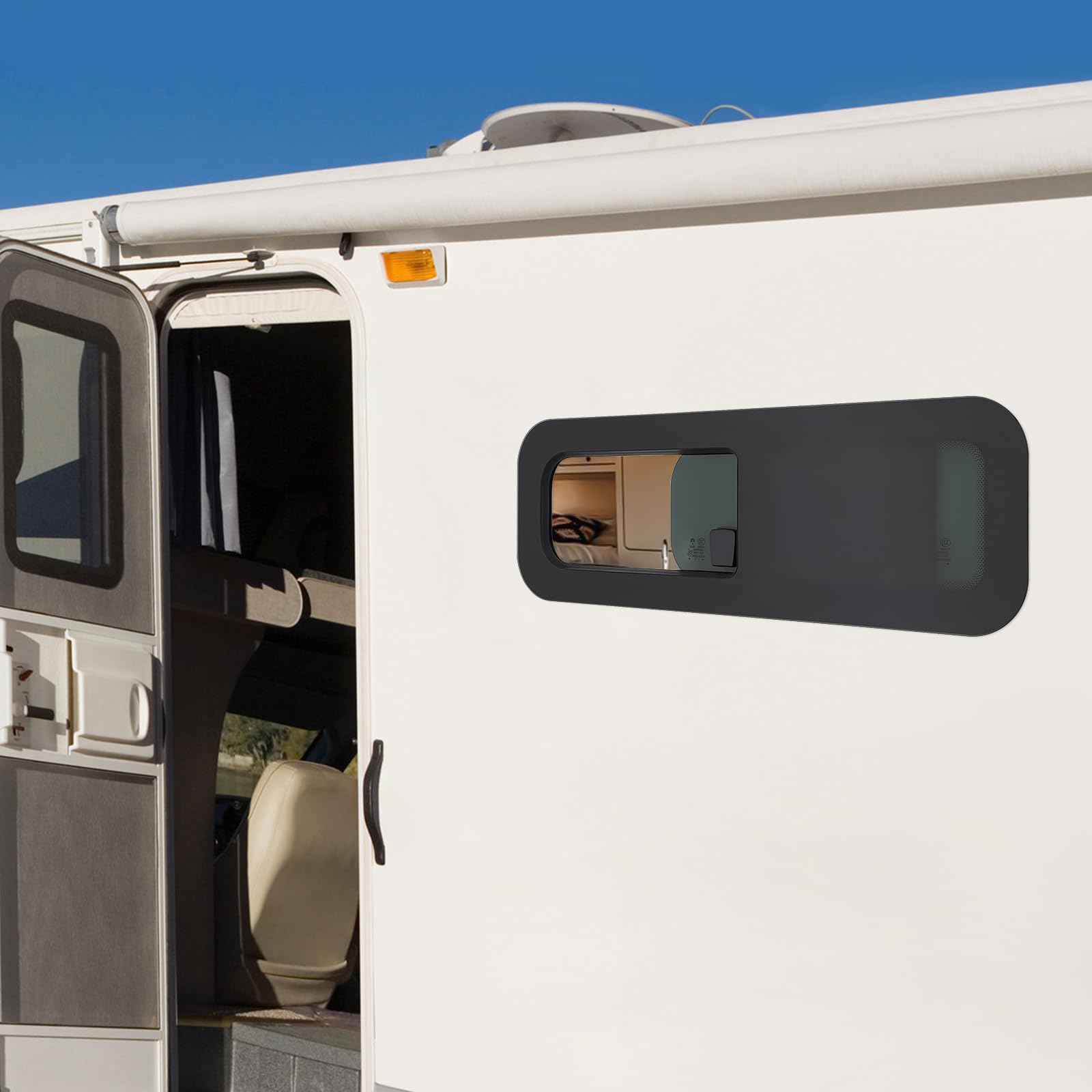 800×270 mm Wohnmobilfenster,Camperfenster mit Gehärtetes Glas UV-Schutz Horizontales Schiebefenster,Insektenschutz Sonnenschutz Caravan-Schiebefenster für Wohnwagen RV Camper-Fenster für Baufahrzeuge
