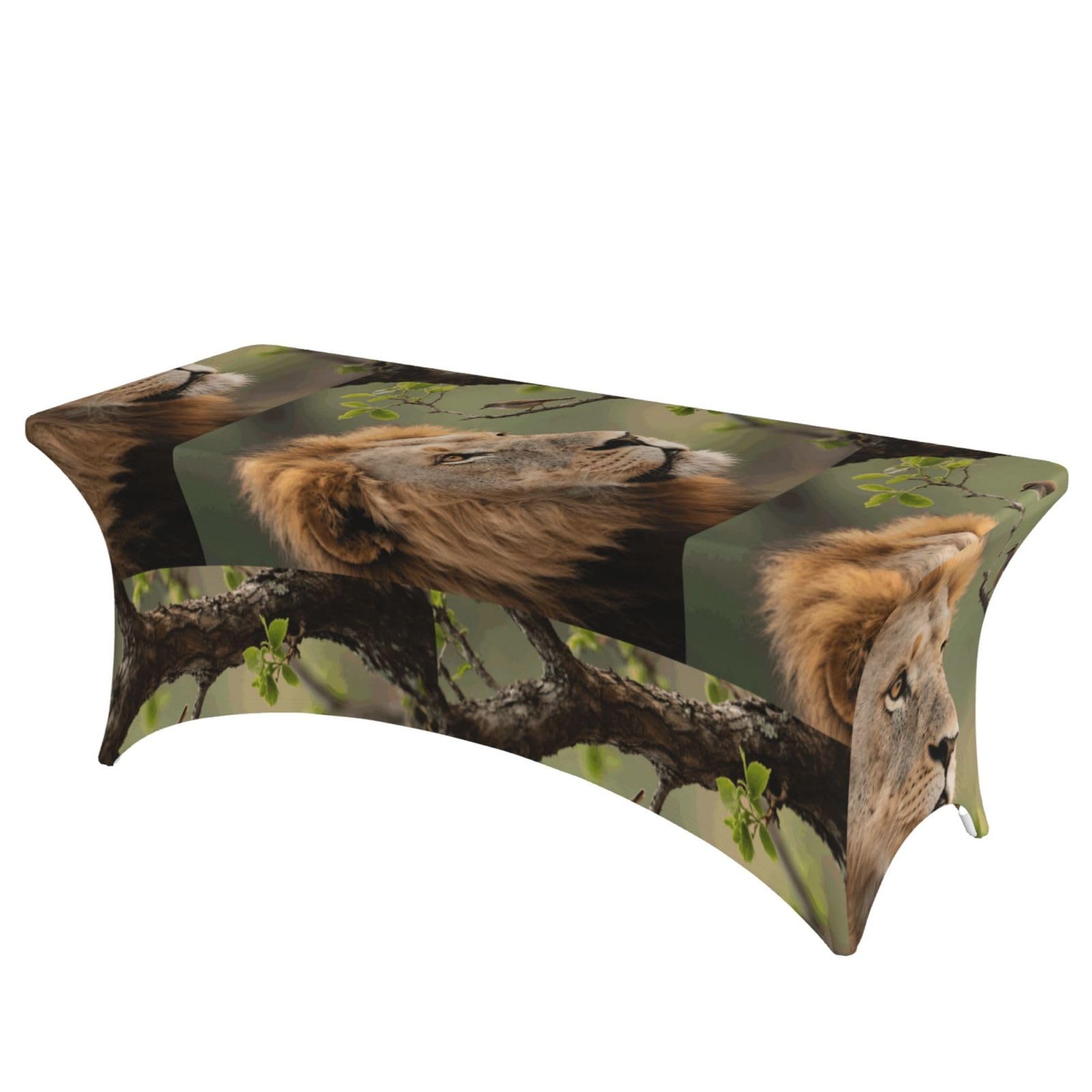 LMNGH Lion Decorative Tablecloth Protector for Wedding, Banquet & Parties6FT Spandex Rectangle Tablecloths, Stretch Washable Table Cloth Wrinkle Free Patio Table Cover