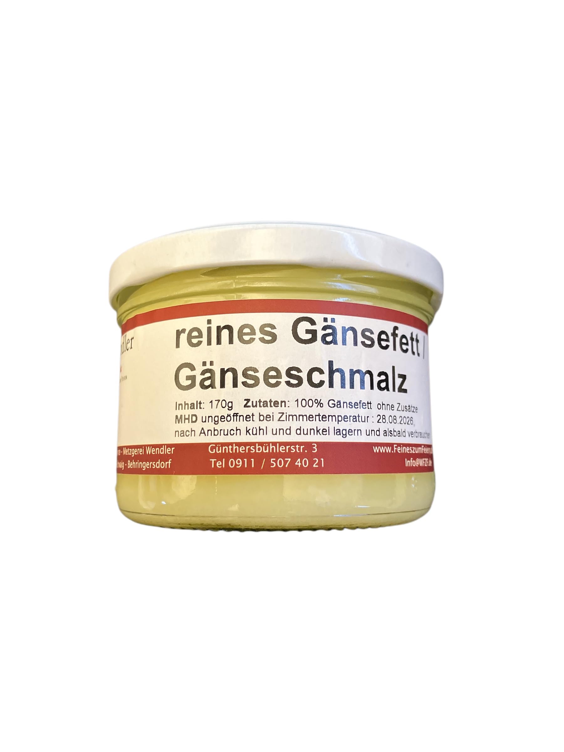 Gänsefett/Gänseschmalz im Glas hausgemacht in der fränkischen Handwerksmetzgerei (165g) Lebensmittel & Getränke