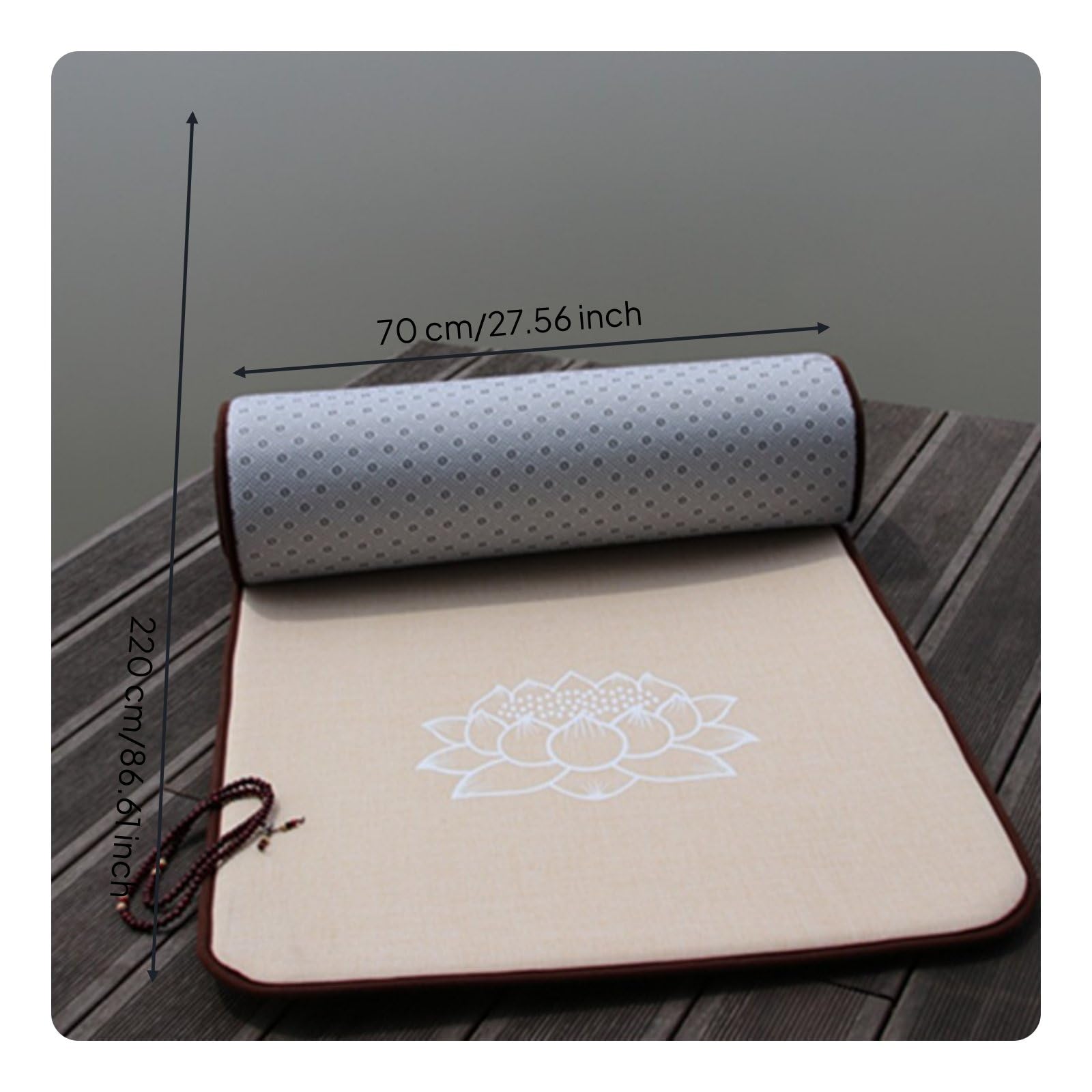 Cuscino da Preghiera in Lino Tappetino Meditazione Tappeto Devozione Cuscino Prostrazione con Nucleo Spugnoso Ammortizzante E Base Antiscivolo Adatto, Lino, 70 220cm