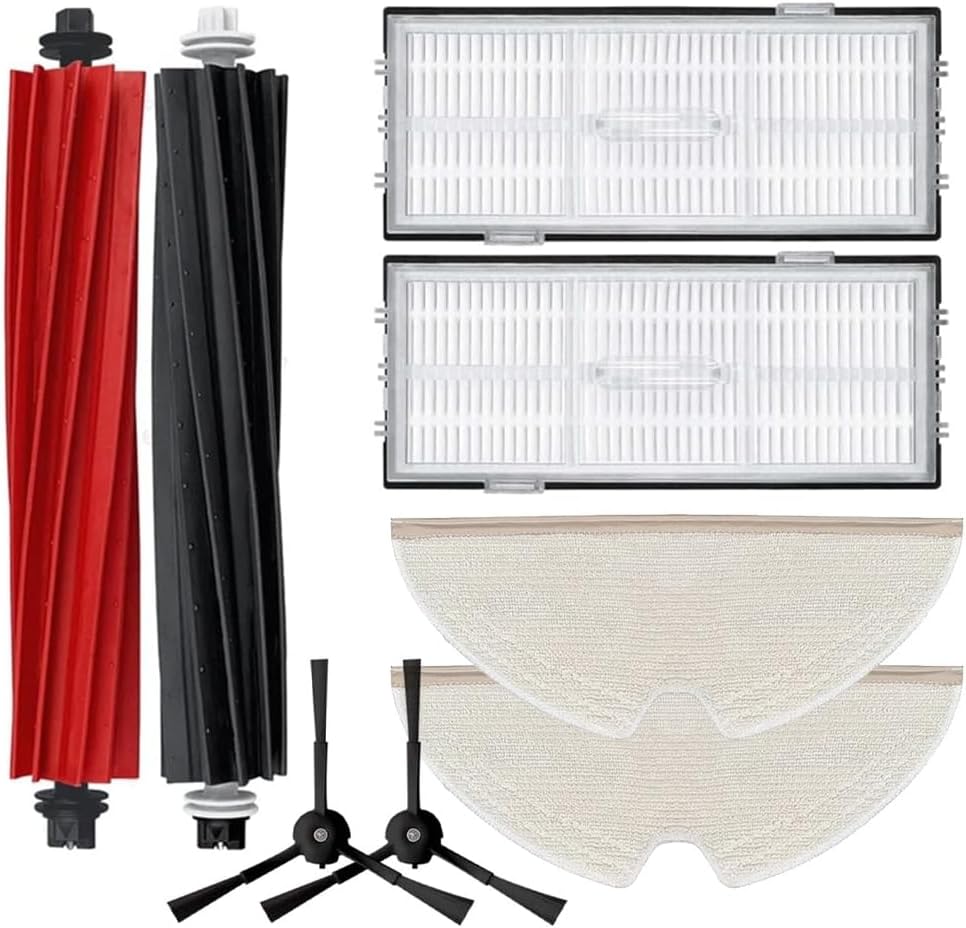 YUETTYY 8 Pcs Replacement Parts Main Roller Brush Side Brush Filters Kits For Roborock Q8 MAX, MAX Plus Vacuum Cleaner Spare Parts Accessories Sets 2 Main Brush, 2 Side Brushes, 2 Filters, 2 Mop Pads