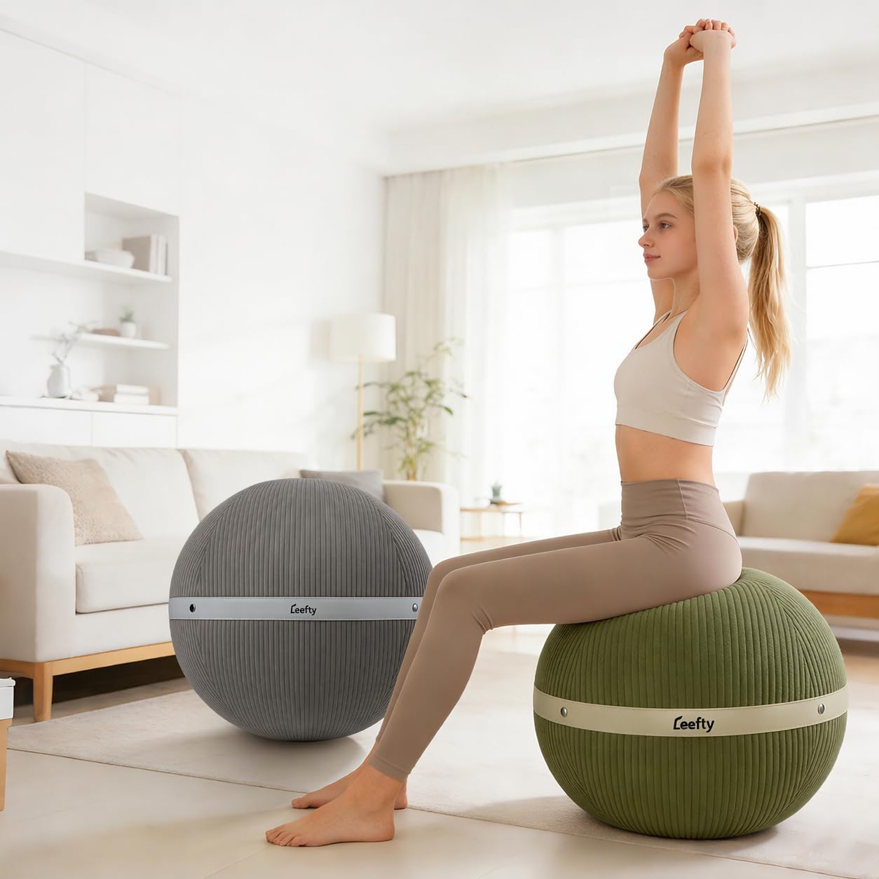 Ballon Chaise de Bureau Ergonomique – Ballon de Yoga 65 cm avec Base Anti-Dérapante-Siège Actif pour Bureau, Grossesse, Fitness &Yoga | Ballon d’Exercice Renforcé Anti-Éclatement
