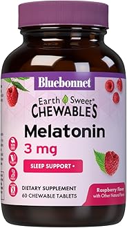 Nutrition EarthSweet Melatonin 3 mg Fast-Acting Quick Dissolve Nighttime Relaxation & Restful Sleep Support - Sleep Aid - Gluten-Free, Vegan - Raspberry Flavor - 60 Chewable Tablets