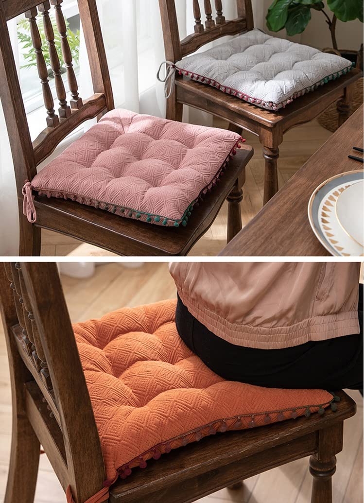 Tomaino Lot De 4 Coussins De Chaises 40x40cm Orange - Doux Avec Lacets, Intérieur & Extérieur