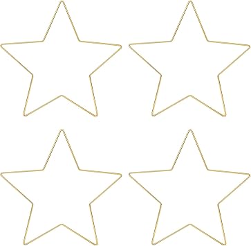 4Pcs Star Wreath Frame Metal Wire Macrame Frame Pentagram Shaped Wreath Rings Floral Wreath Crafts Hoops for Thanksgiving Christmas New Year Wedding-30CM