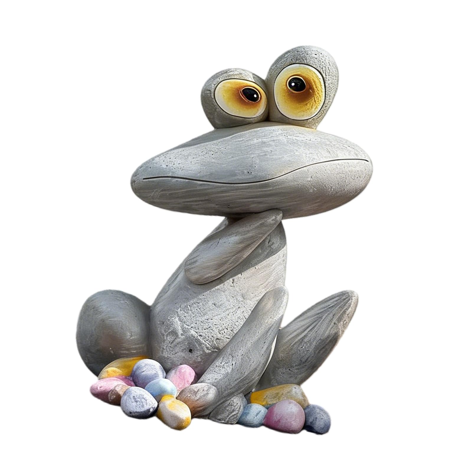 hogtnd Funny Resin Frog Figurine Sitting Pose Tilted Mouth Animal Statue for Indoor Outdoor Decoration Garden Decoration Gift Funny Animal Sculpture