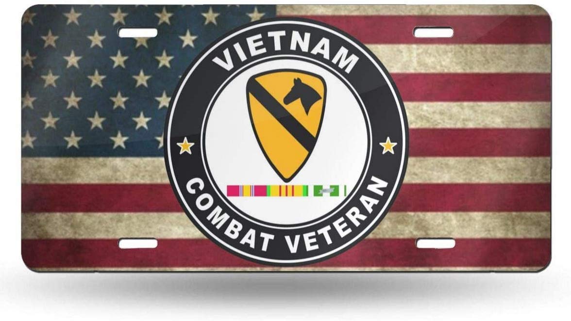 WEIZI US Army Combat Veteran 1st Cavalry Vietnam Campaign Ribbons License Plate Frames for Car Decoration 6 X 12 Inch