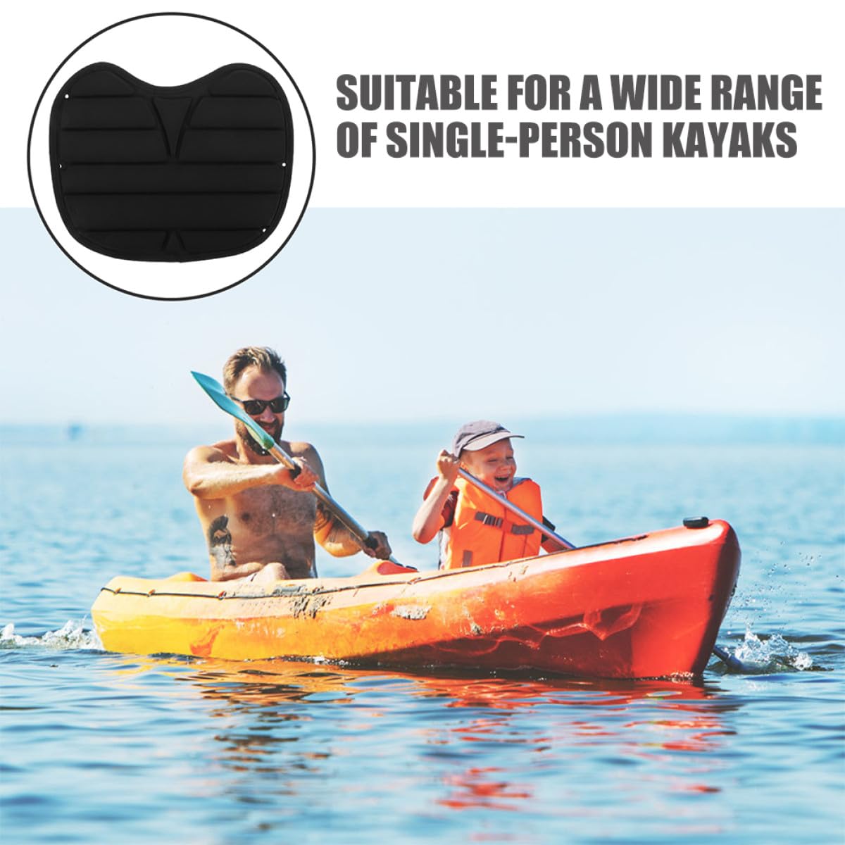 2 Stück-Pack Atmungsaktive Rückenlehnenpolster aus Schwamm für Kajak mit Ergonomischem Design Bequemes Sitzkissen für Outdoor Kajakfahrten in Schwarz