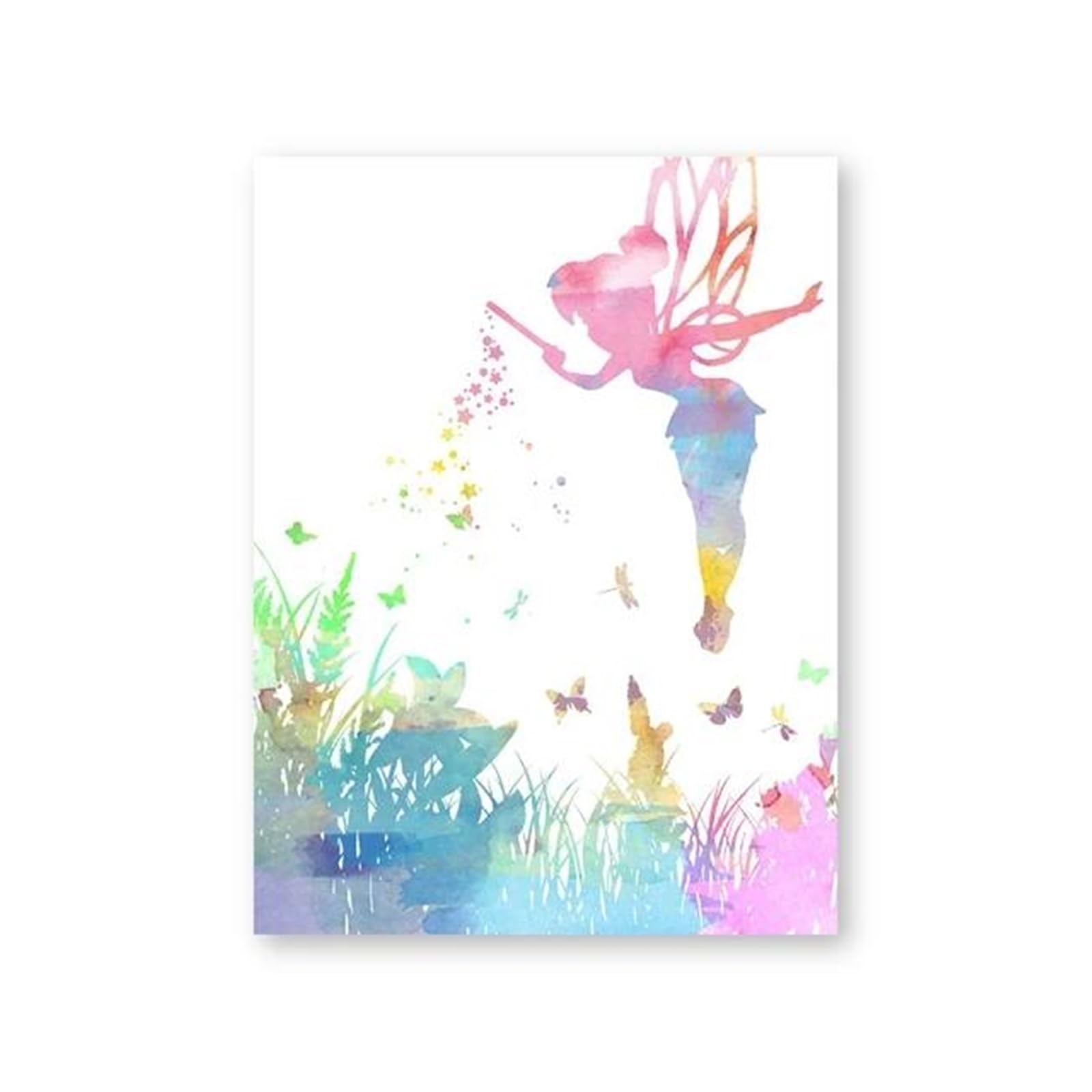 Affiches de jardin avec fée aquarelle sur toile résistante de 21x30 cm