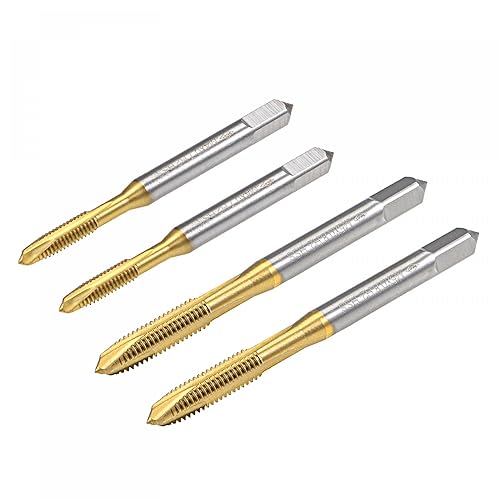 uxcell Juego de grifos de rosca de punta en espiral M4 x 0.7 M5 x 0.8, HSS (acero de alta velocidad) 6542 con revestimiento de titanio, 4 piezas