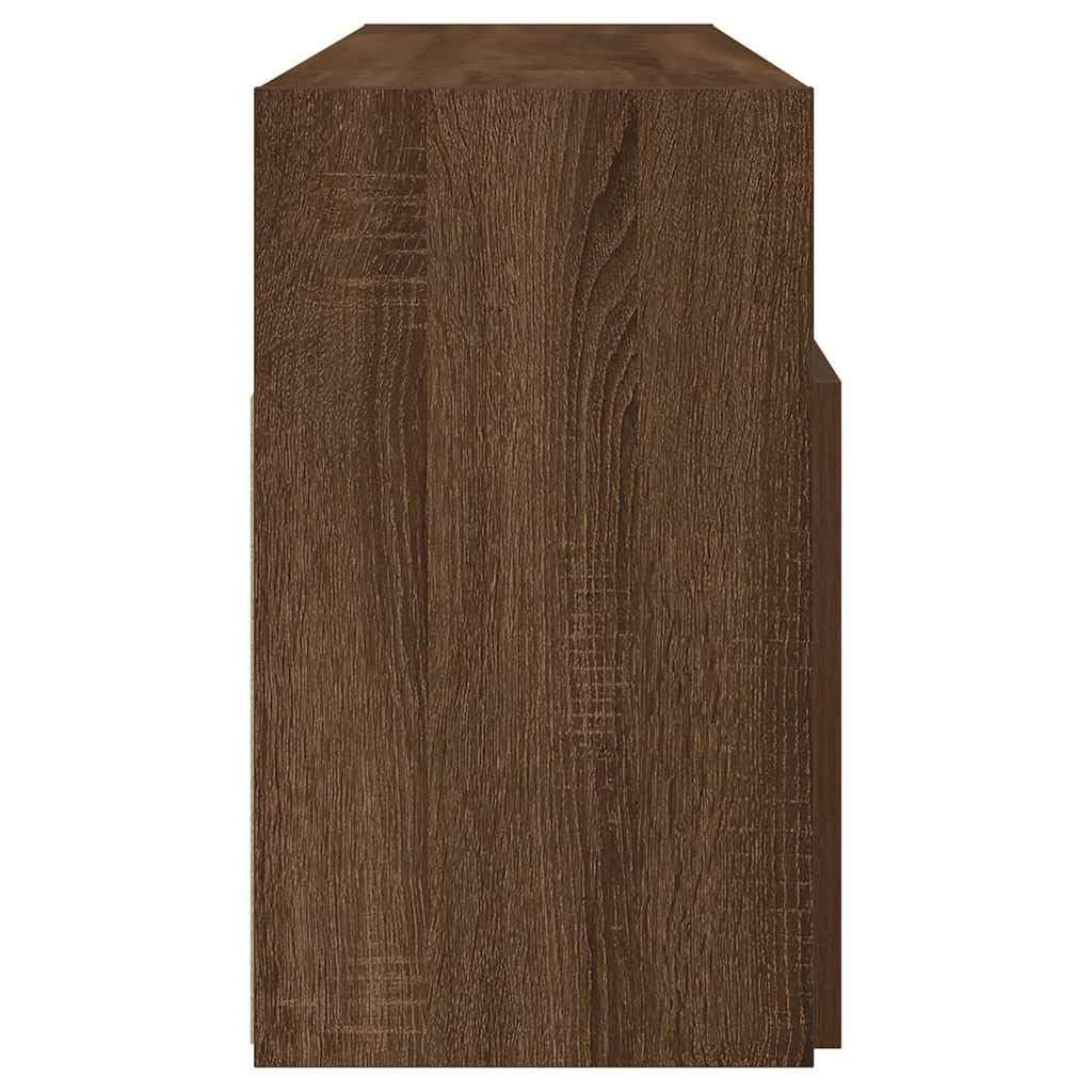 Aparador de TV con LED RGB 120 x 30 x 50 cm, madera de roble marrón, moderno mueble bajo para salón, dormitorio y oficina