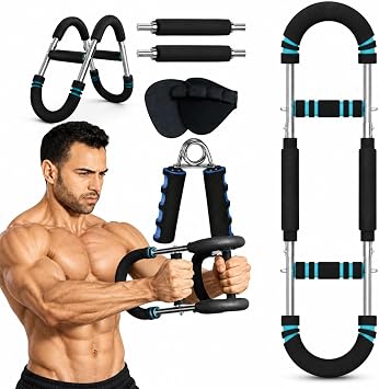 Twister Arm Trainer 66110 lbs, Adjustable Chest Expander & Upper Body Workout Equipment Set with Hand Gripper and Accessories for Men, Home Gym Strength Training