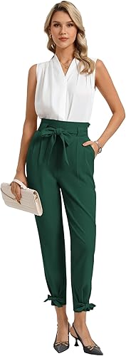 Miniatura 4 de GRACE KARIN - Pantalón deportivo tipo lápiz para mujer, diseño informal de tiro alto para el trabajo, con lazo y bolsillos