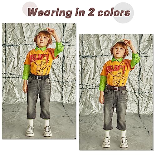 AWAYTR Reversible Kids Belts for Boys - Brown and Black Leather Belt for School Uniform Casual Jeans2