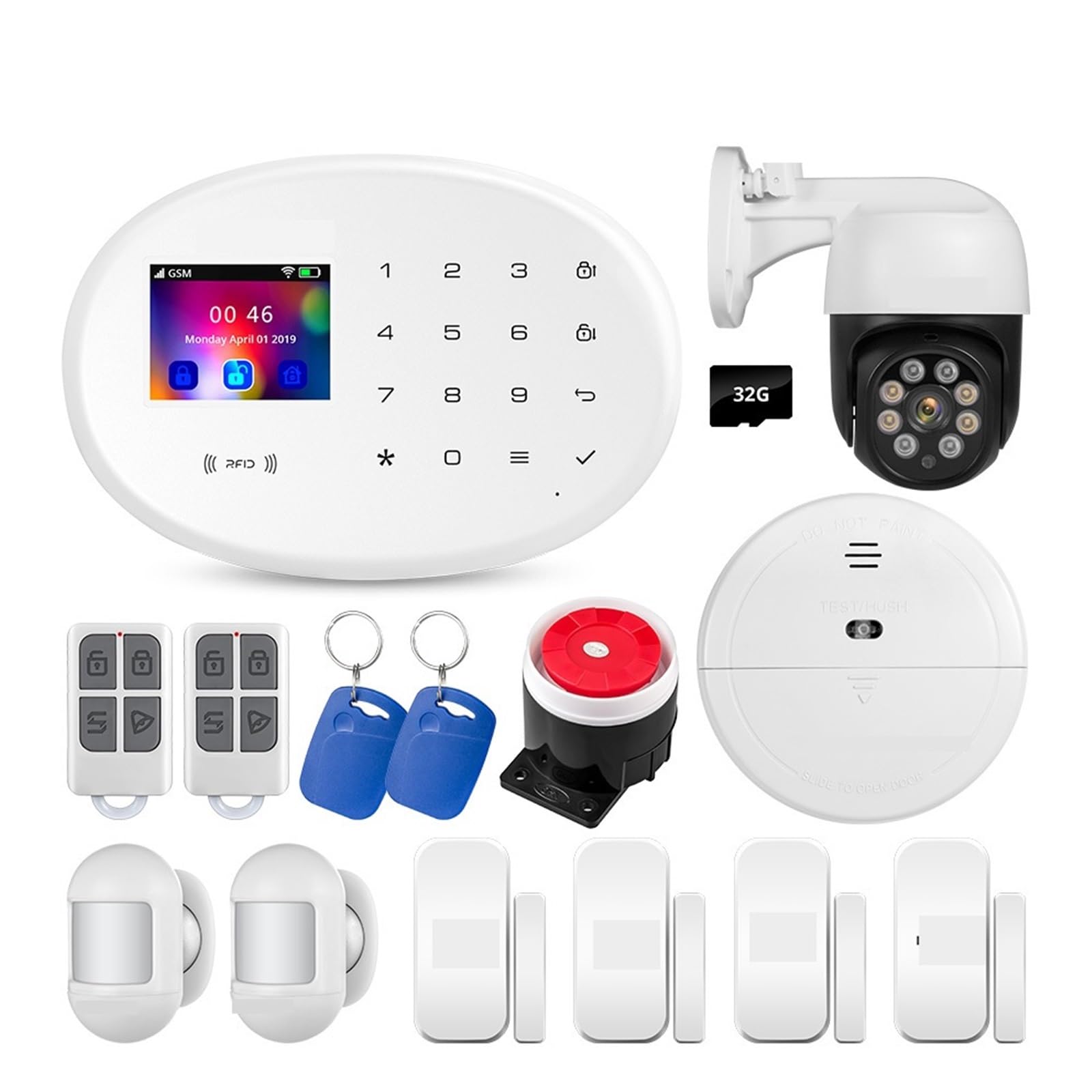 Sistema de Alarma, Kit De Alarma Casa Inteligente, 4G, gsm, Seguridad Inalámbrico, Control Cámara IP, Marcación Automática, 8 Idiomas(Kit 5)