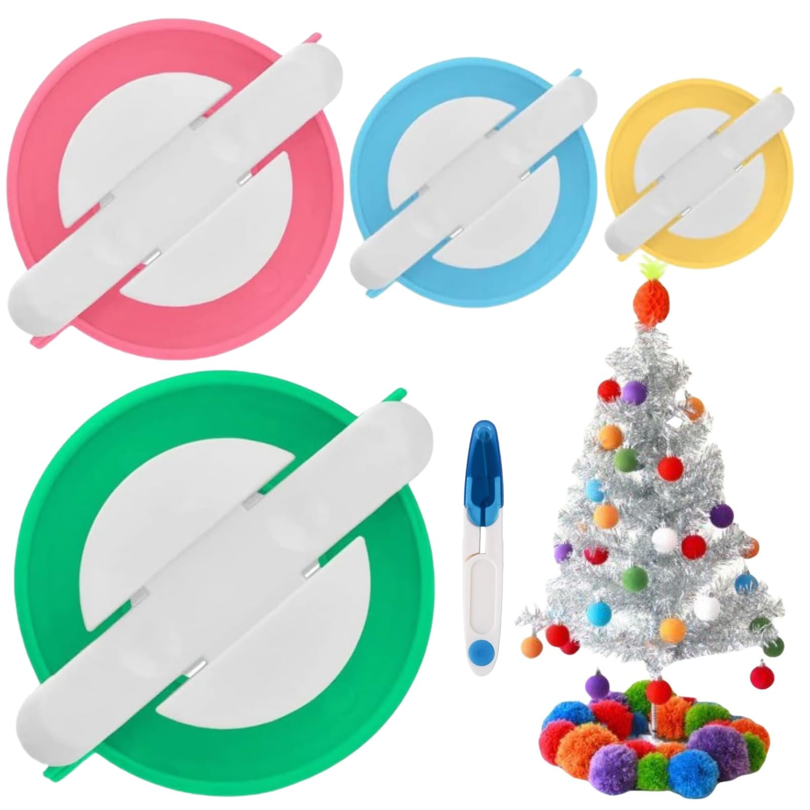 Pom Pom Maker Set - 4 Größen DIY Bommelmacher Für Wollpompons