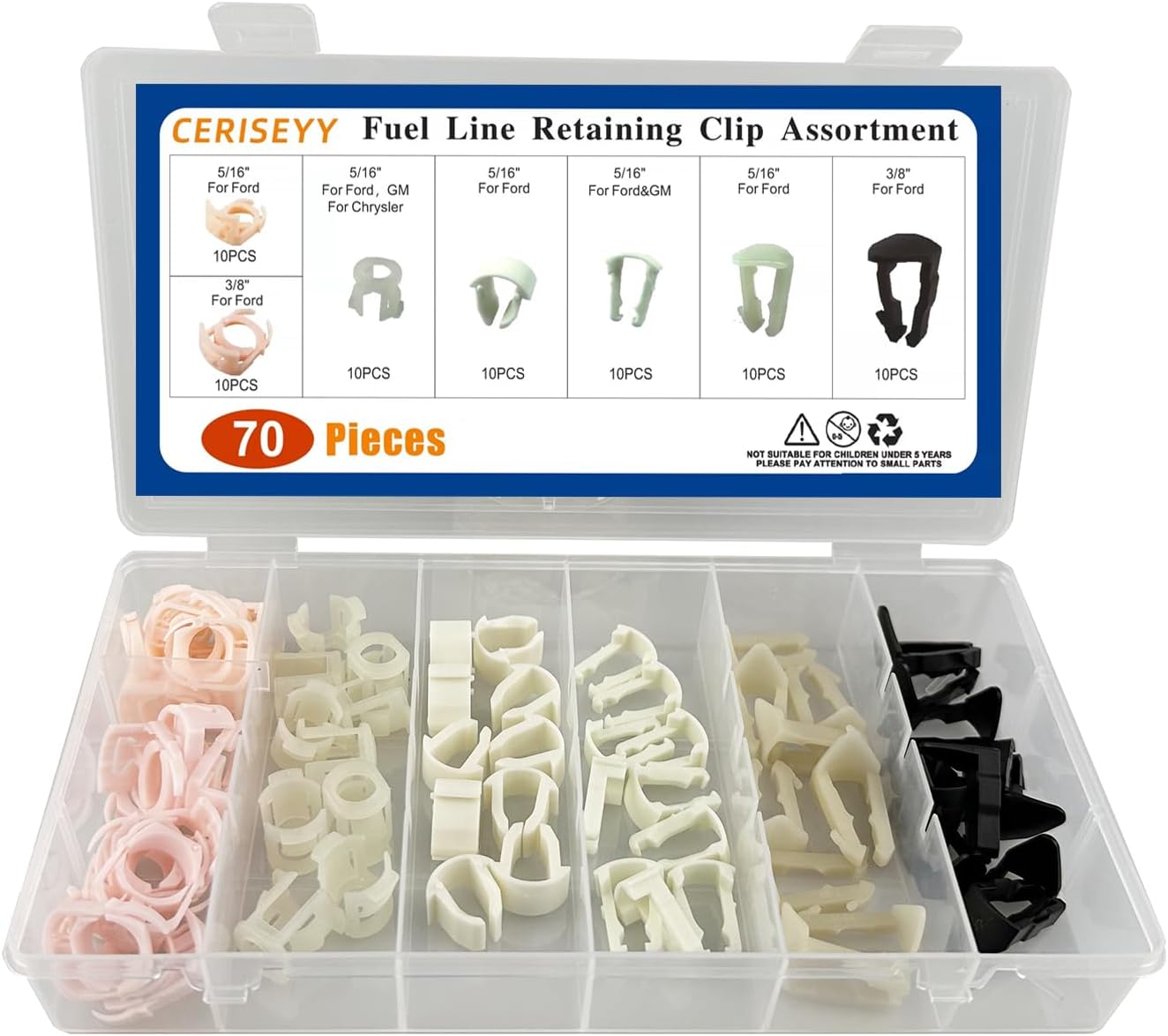 70 Pieces Fuel Line Retaining Clip Assortment Kit Automotive Fuel Line Retainer Clip