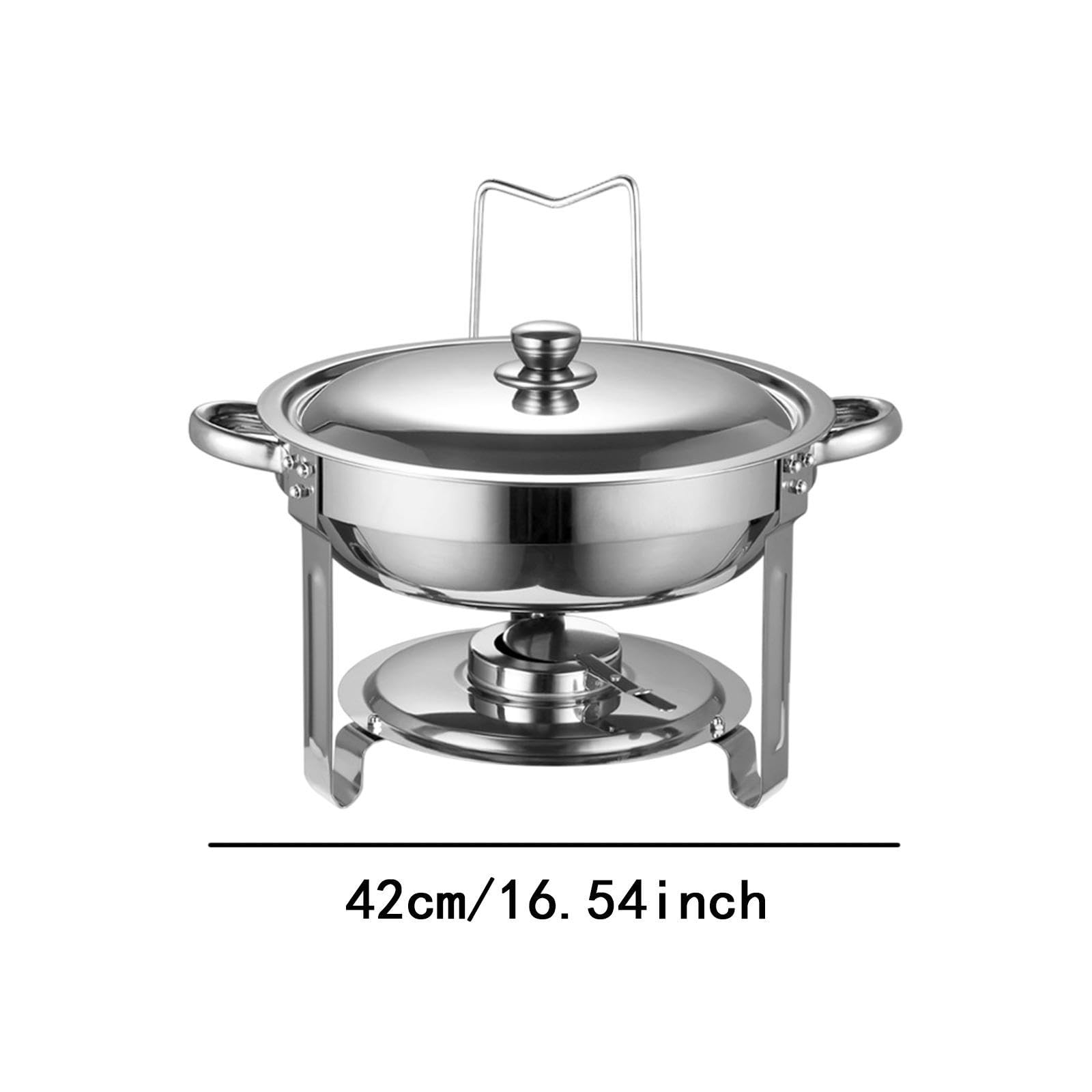 Calentador de Buffet Redondo de Acero Inoxidable con Tapa. Fácil de Usar. Ideal para Recepciones, Y Fiestas, Argén, Individual