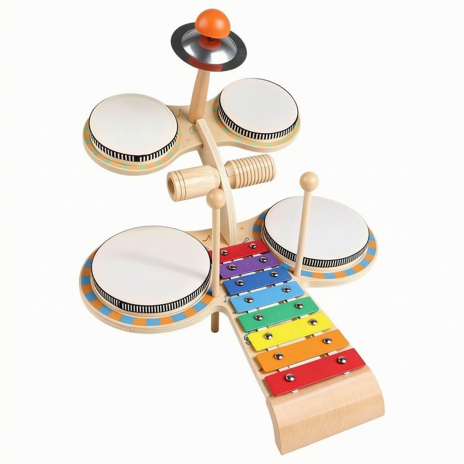 Batteria in Legno da Tavolo | Multifunzione, Banco Musicale in Legno, Salvaspazio, per Asilo Nido, Neonati